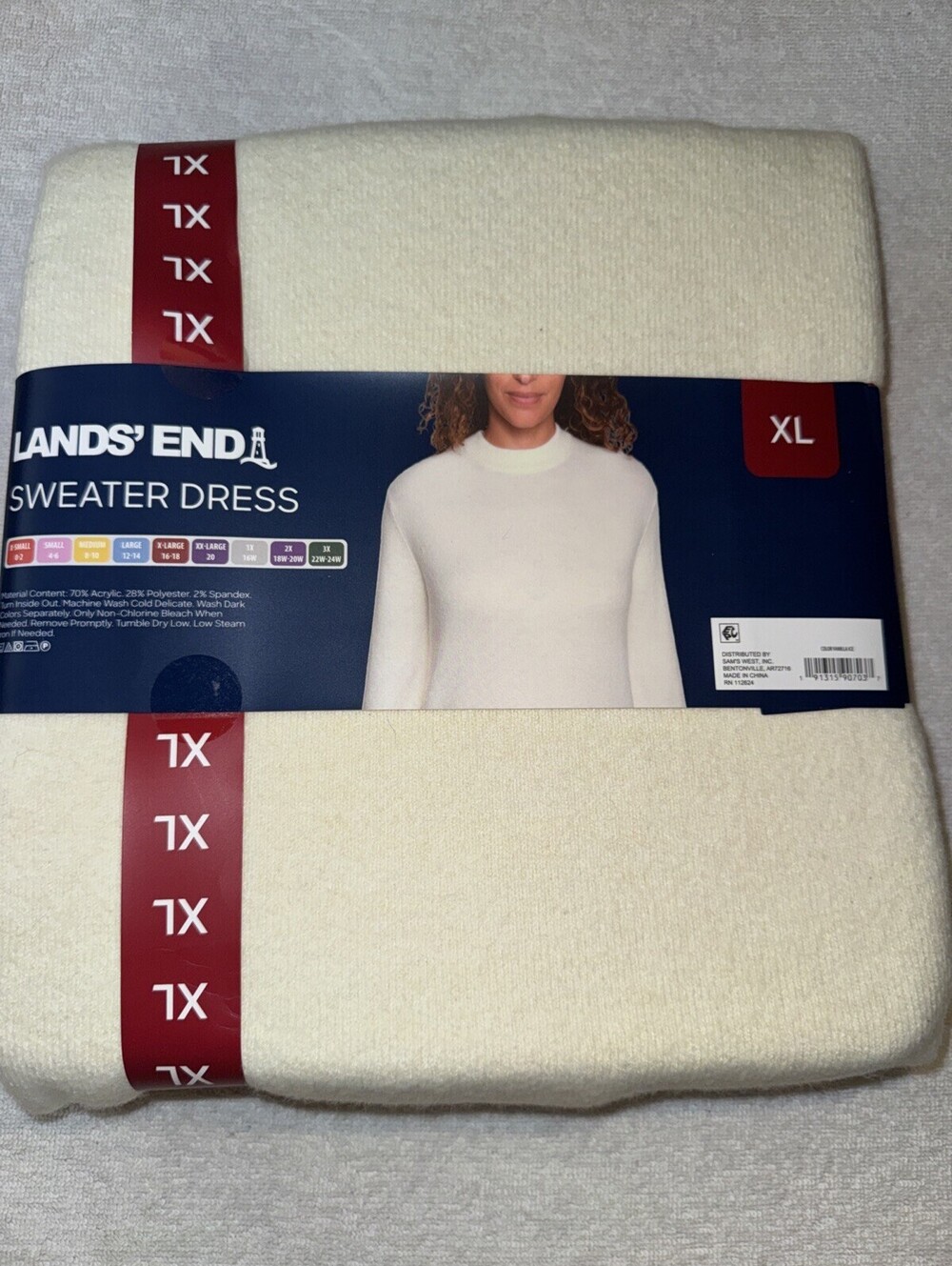 Lands' End Women’s Crewneck Sweater Dress CREAM New With Tags Size Xl 16-18